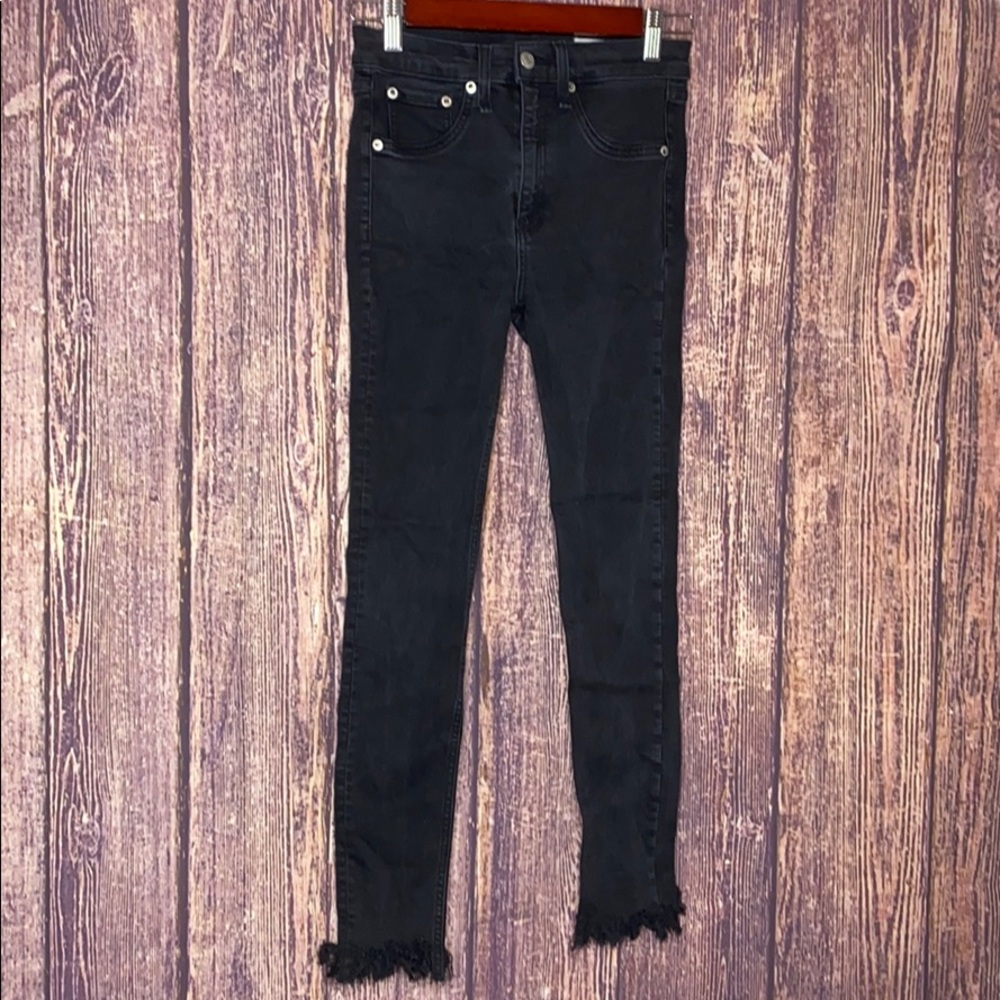 RAG & BONE high rise ankle skinny jeans raw hem 26